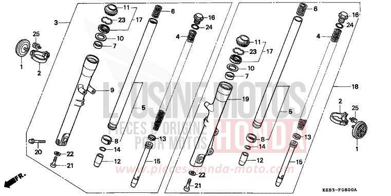 GABEL, VORNE von CB1300 Super Bold'or ABS MAGNA RED (R201) von 1996